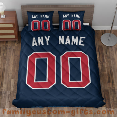 Custom Quilt Sets Atlanta Jersey Personalized Baseball Premium Quilt Bedding for Boys Girls Men Women